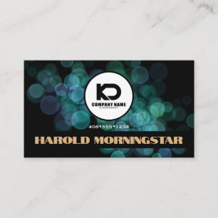 Moderne schwarze Teal-Bokeh mit QR und Logo Visitenkarte