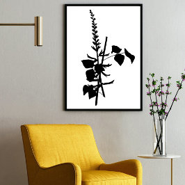Moderne Schwarze Tinte Abstrakte Wildblume Florenz Poster