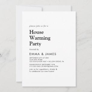 Moderne Schwarze Typografie-Haus-Einweihungsparty Einladung