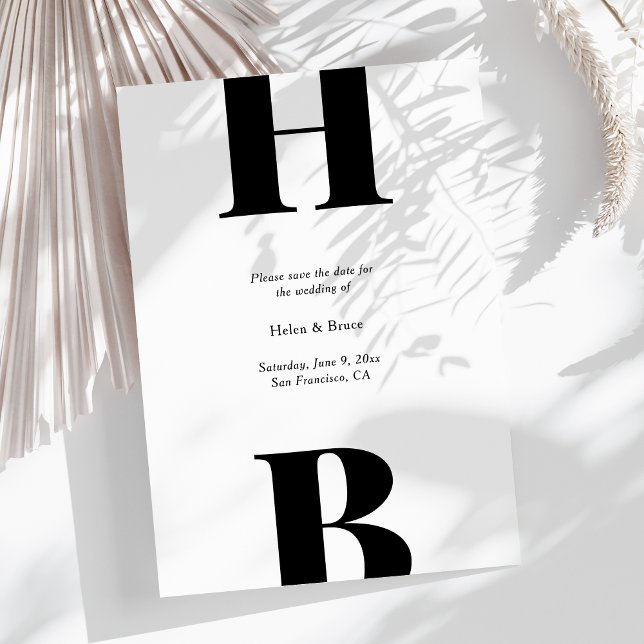 Moderne Schwarze Typografie Monogram Wedding Save The Date (Von Creator hochgeladen)