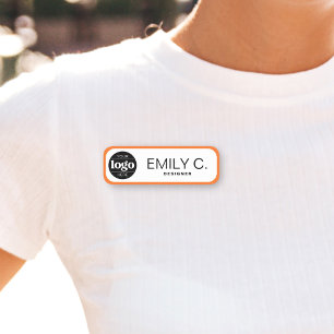 Moderne schwarze Typografie Orange Border Namensschild