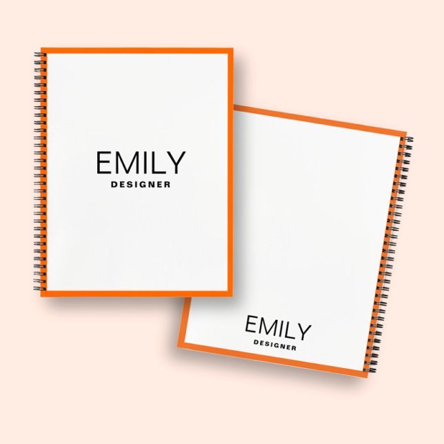 Moderne schwarze Typografie | Orange Border Notebo Notizbuch (Von Creator hochgeladen)