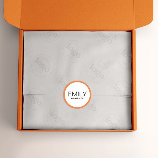 Moderne schwarze Typografie Orange Border Runder Aufkleber (Von Creator hochgeladen)