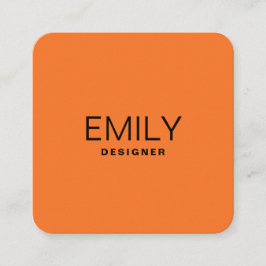Moderne schwarze Typografie | Orange Quadratische Visitenkarte