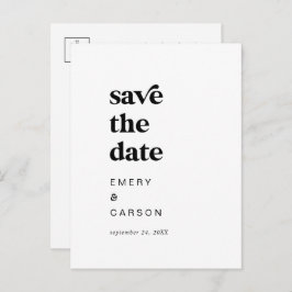 Moderne schwarze Typografie Save the Date Einladungspostkarte