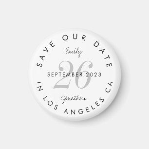 Moderne schwarze Typografie Save the Date Magnet