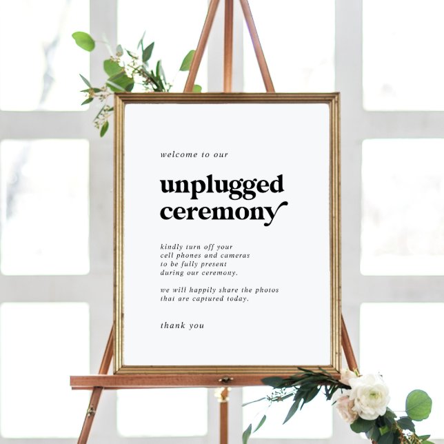 Moderne schwarze Typografie Unplugged Zeremony Sig Poster (Von Creator hochgeladen)