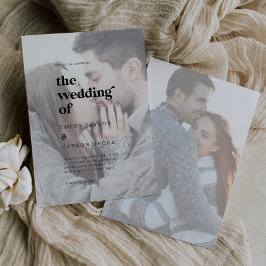 Moderne schwarze Typografie | Verblassene Hochzeit Einladung