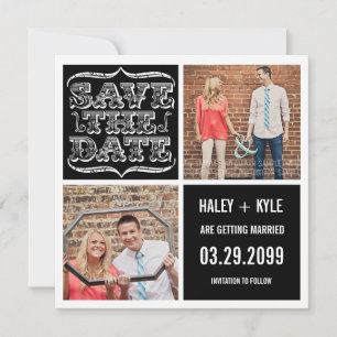 Moderne Schwarze u. Weiß-Save the Date Foto-Karten Einladung