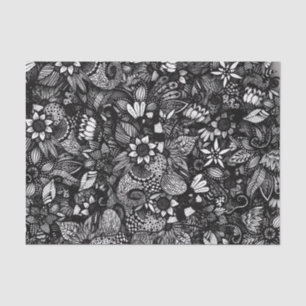 Moderne schwarze u. weiße gezeichnete seidenpapier