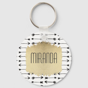 Moderne schwarze u. weiße Hand gezeichnetes Schlüsselanhänger