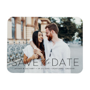 Moderne Schwarze Überlagerung 'Save the Date' Foto Magnet