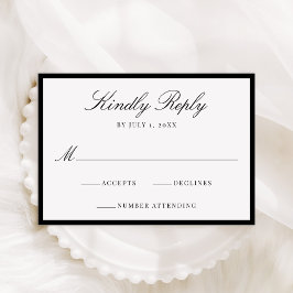 Moderne schwarze Umrandung Hochzeit RSVP Karte