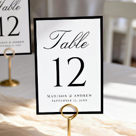Moderne schwarze Umrandung Hochzeit Tischnummer