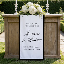 Moderne schwarze Umrandung Hochzeit Willkommen Banner