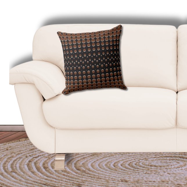 Moderne schwarze und braune Halftone-Punkte Kissen (Von Creator hochgeladen)