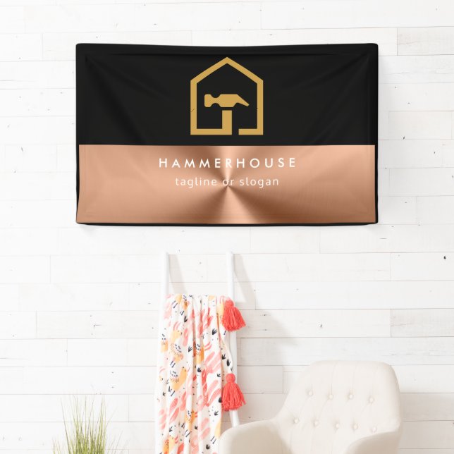Moderne schwarze und bronzene Baubranchen-Firma Banner (Insitu)