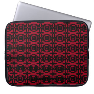 Moderne schwarze und burgunderrote Kreisstruktur Laptopschutzhülle