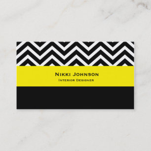 Moderne schwarze und gelbe Chevron Glam Visitenkar Visitenkarte