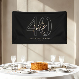 Moderne schwarze und goldene 40. Geburtstagsbanner Banner