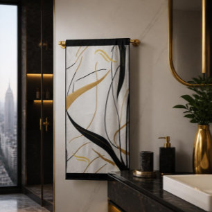 Moderne schwarze und goldene abstrakte Badehandtuc Badehandtuch