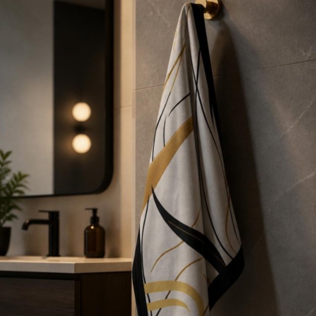 Moderne schwarze und goldene abstrakte Handtücher (Von Creator hochgeladen)