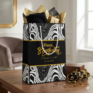 Moderne schwarze und goldene Achat-Geburtstagsgrüß Mittlere Geschenktüte