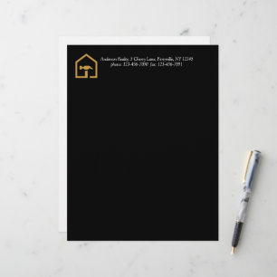Moderne schwarze und goldene Baustellen-Gebäude Briefbogen