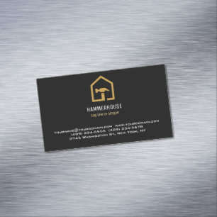 Moderne schwarze und goldene Baustellen-Gebäude Magnetische Visitenkarte