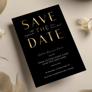 Moderne schwarze und goldene Firmenveranstaltung f Save The Date