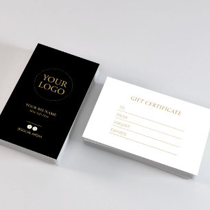Moderne schwarze und goldene Geschäftslizenzurkund Visitenkarte