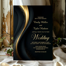 Moderne schwarze und goldene Hochzeit