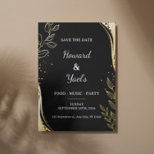 Moderne schwarze und goldene Hochzeit - Save the D