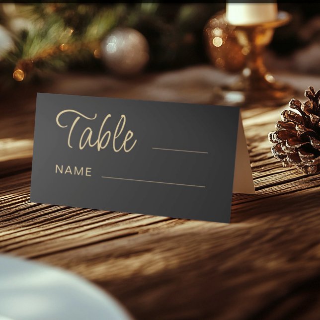 Moderne schwarze und goldene Hochzeitstisch-Nummer Platzkarte (Von Creator hochgeladen)