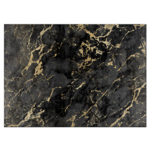 Moderne schwarze und goldene Marmoroptik Schneidebrett