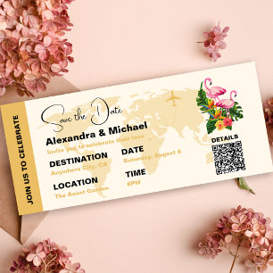 Moderne Schwarze und Goldene Passport Save the Dat Einladung