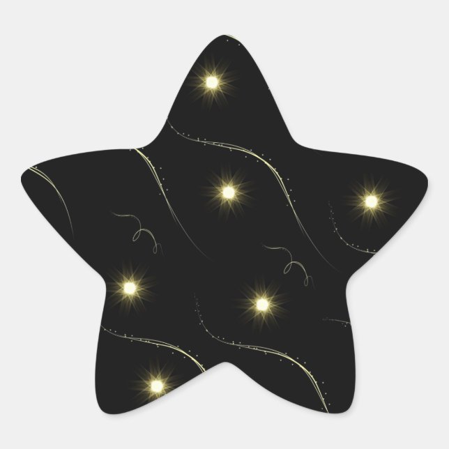 Moderne schwarze und goldene Shooting Stars Stern-Aufkleber (Vorderseite)
