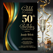Moderne schwarze und goldene Überraschung zum 50. 