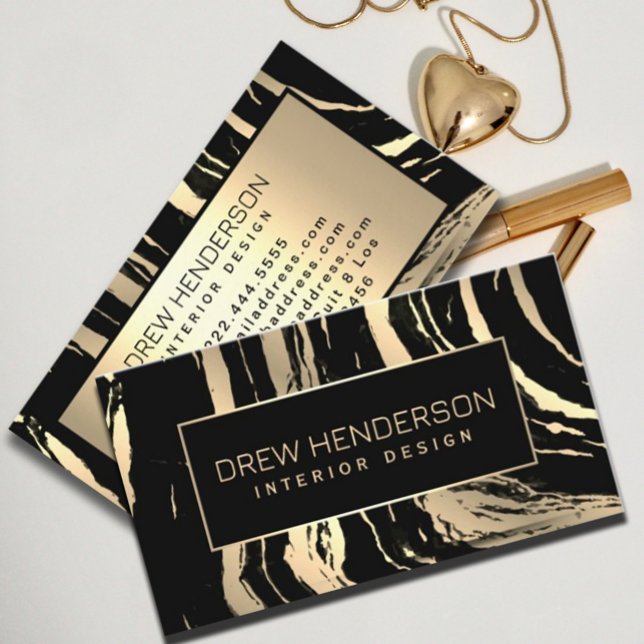Moderne schwarze und goldene Zebrastreifen Visitenkarte (#zazzle made #makeupartistbusinesscard #designerbusinesscard #dolgfoil #blackandgold)
