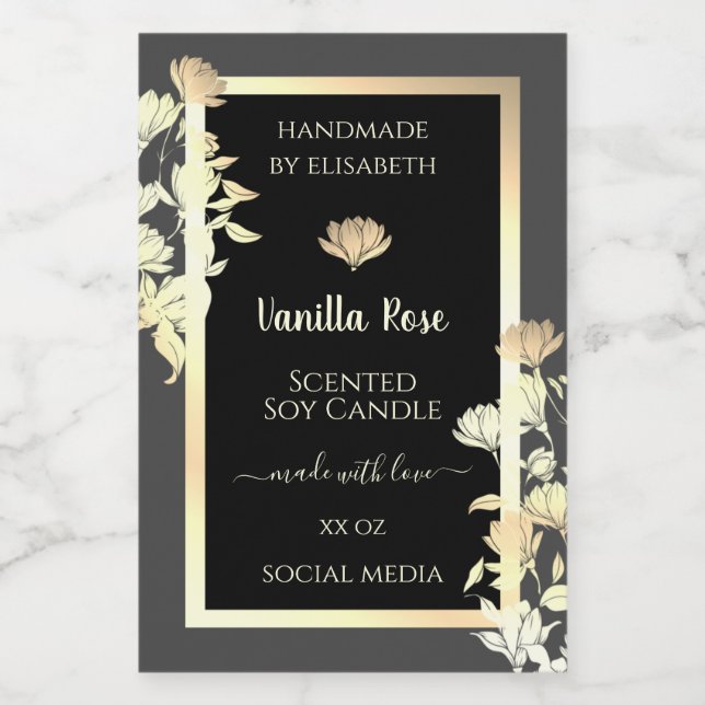 Moderne schwarze und graue Verpackungsmarken Gold  Lebensmitteletikett (Einzelnes Label)