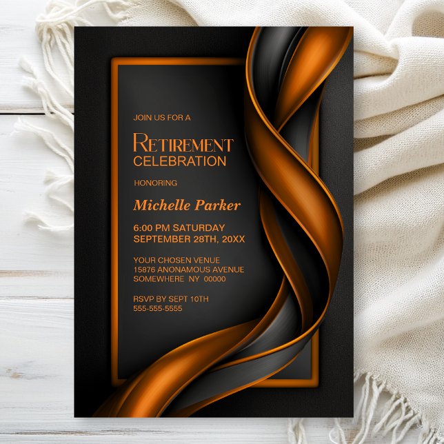 Moderne schwarze und orange Abschiedsparty Einladung (Von Creator hochgeladen)