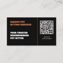 Moderne schwarze und orange anpassbare QR-Code Vis Visitenkarte