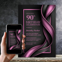 Moderne schwarze und rosa 90. Geburtstagsfeier