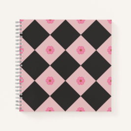 Moderne schwarze und rosa florale geometrische Not Notizbuch