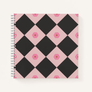 Moderne schwarze und rosa florale geometrische Not Notizbuch