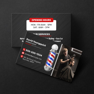 Moderne schwarze und rote Friseurstangen-Friseur V Visitenkarte