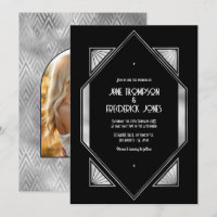 Moderne schwarze und silberne Gatsby Art Deco Hoch