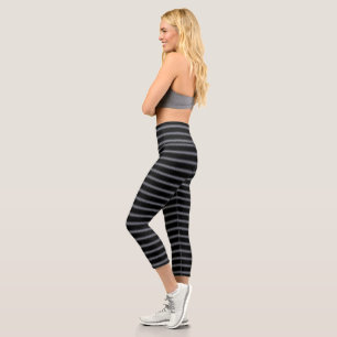 Moderne schwarze und silberne Glitter Capri Leggings