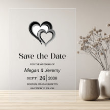 Moderne schwarze und silberne Herzen Hochzeit