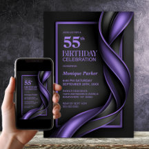 Moderne schwarze und violette 55. Geburtstagsfeier